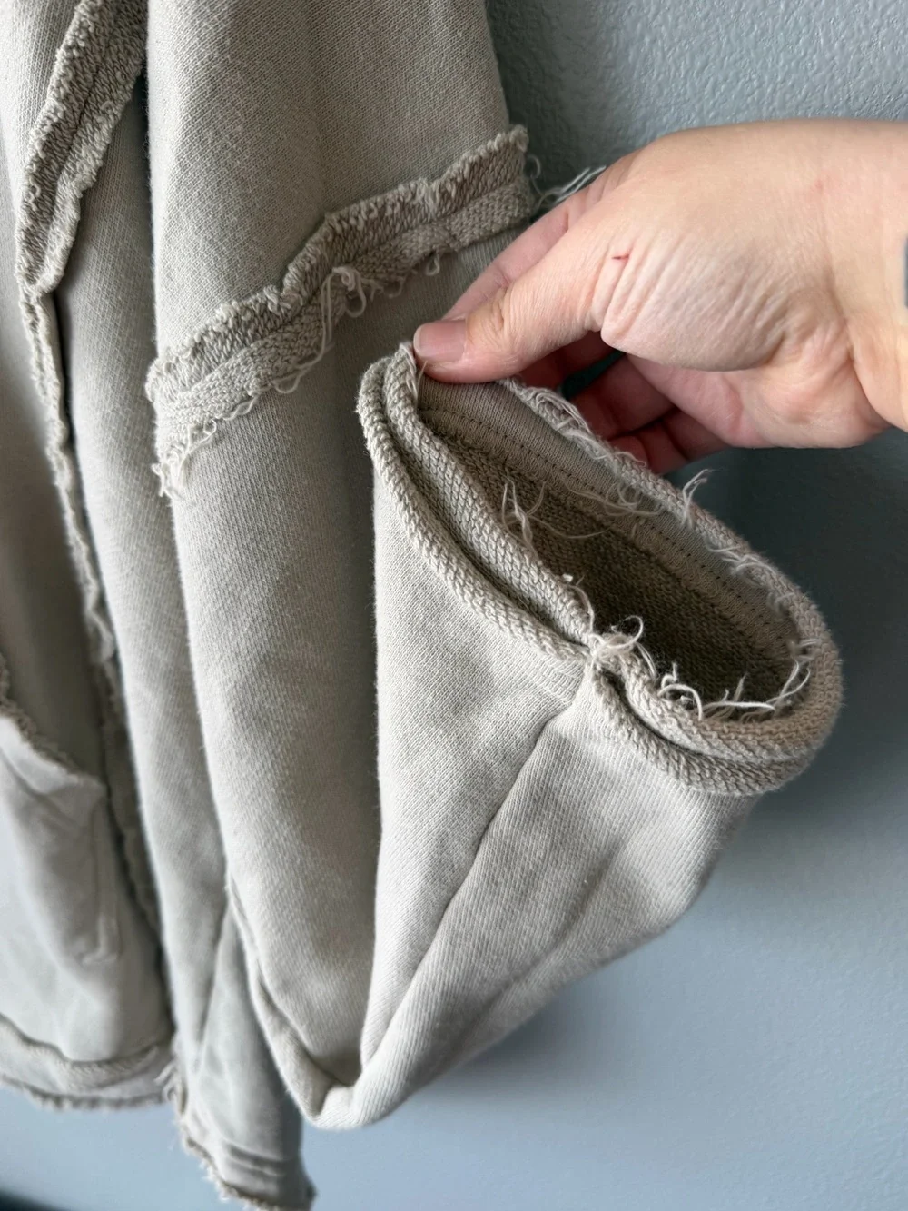 Natural Life tan cotton oversized raw hems Weekend hoodie Women’s sz L/XL - Picture 3 of 8